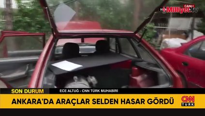 Ankara'da sel: Araçlar hasar gördü
