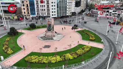 Abluka altındaki Taksim havadan görüntülendi