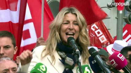 Yolanda Díaz en la manifestación del 1 de mayo: "Vamos a trabajar menos para vivir mejor"
