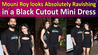 Mouni Roy looks Absolutely Ravishing in a Black Cutout Mini Dress