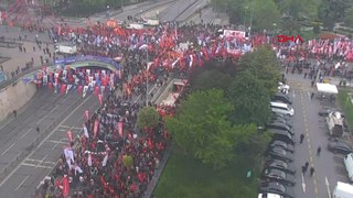 Saraçhane'de toplanan kalabalık havadan görüntülendi