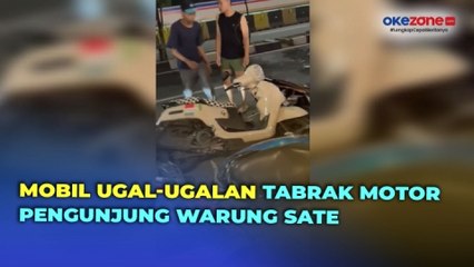 Download Video: Detik-Detik 7 Motor Pengunjung Warung Sate Ditabrak Mobil Ugal-Ugalan di Cempaka Putih