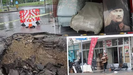 Ankara'da şiddetli yağış! Yollar çöktü, araçlar, ev ve iş yerleri hasar gördü