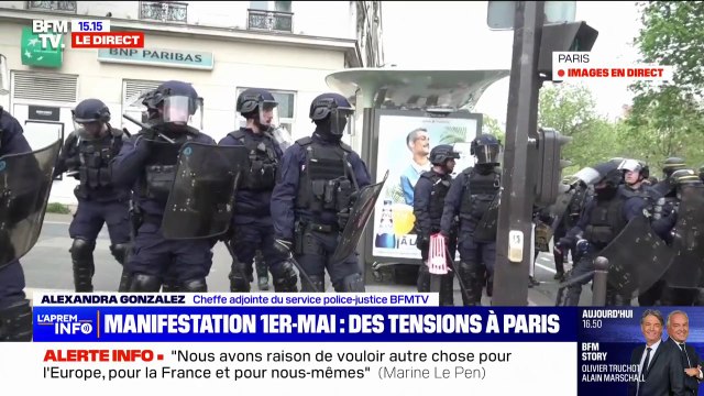 Manifestions du 1er-Mai: des premières tensions éclatent en marge du cortège parisien