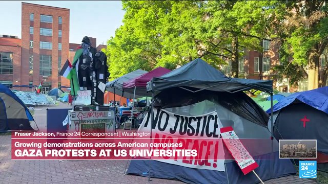Gaza college protests: 'No police presence' at calm George Washington University protest