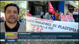 Paraguayos movilizados exigen mejoras salariales