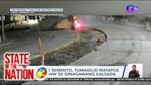 Truck ng semento, tumagilid matapos mabalahaw sa ginagawang kalsada | SONA