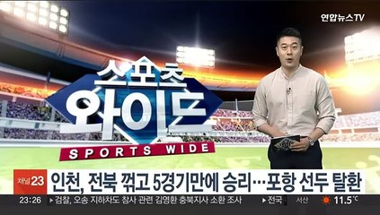 인천, 전북 꺾고 5경기만에 승리…포항 선두 탈환