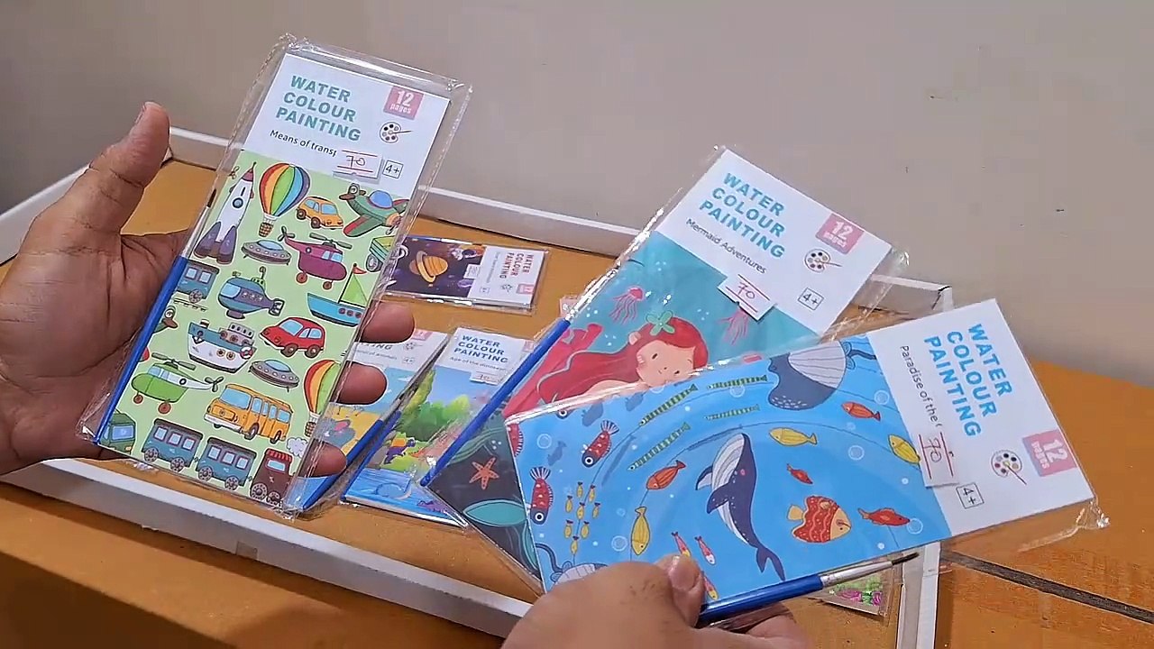 Unboxing and Review of Watercolor Paint with Pigment Painting Book Watercolor, Sketchbook Cartoon Notepad Students' Drawing Book