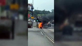 Motorbike on fire in Rochester