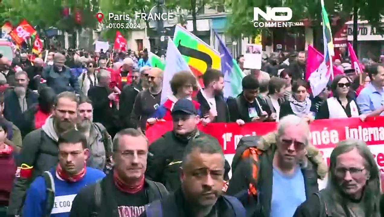 درگیری ماموران پلیس فرانسه با شرکت‌کنندگان در راهپیمایی روز جهانی کارگر
