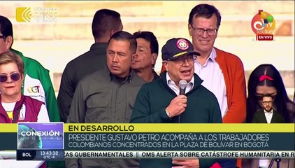 Pdte. Gustavo Petro acompaña movilización de trabajadores en Bogotá