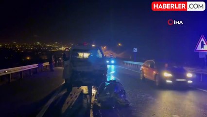 Kamyona arkadan çarpan kamyonetin sürücüsü yaralandı