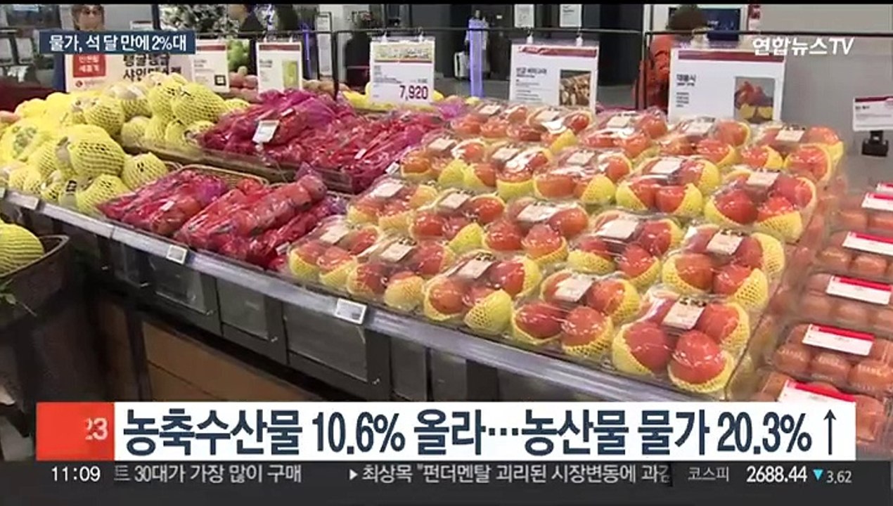 물가 석 달 만에 2%대 둔화했지만…과일 가격 고공행진