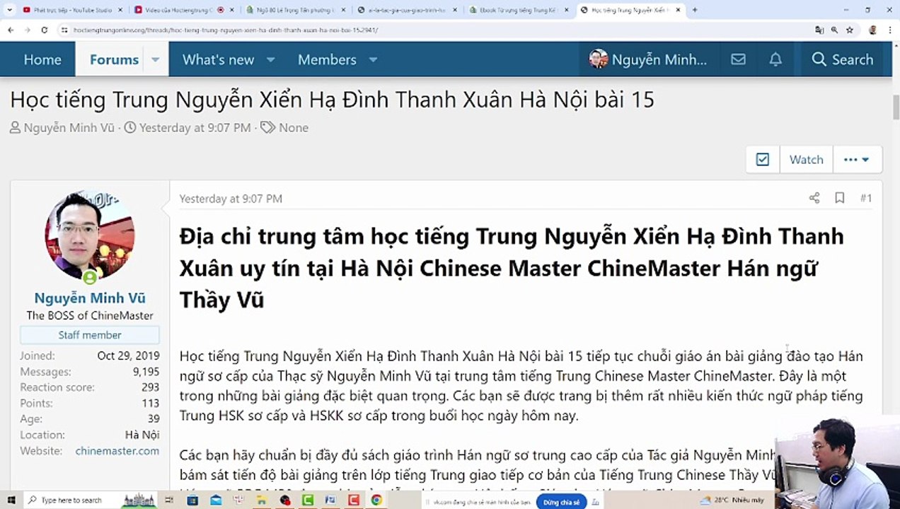 Học tiếng Trung Nguyễn Xiển Hạ Đình Thanh Xuân Hà Nội bài 15