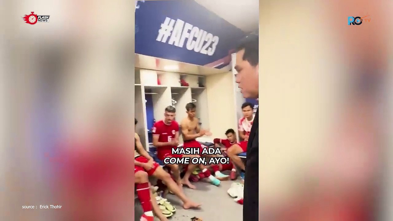 Momen Erick Thohir Datangi Ruang Ganti Timnas U-23 Indonesia Usai Kalah dari Uzbekistan