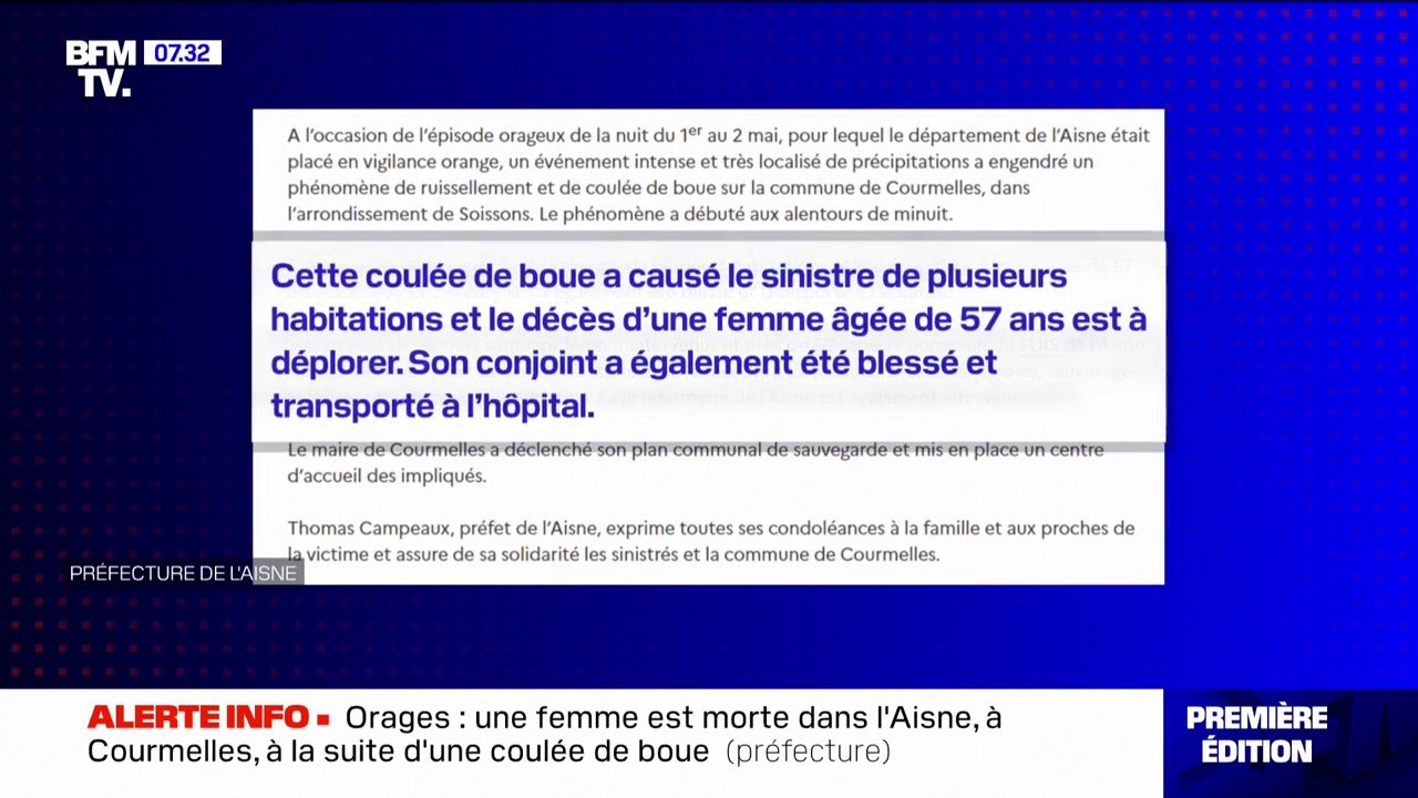 Orages: une femme de 57 ans est morte dans l'Aisne après une coulée de boue
