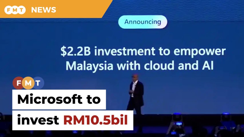 The ministry says Microsoft’s investment will accelerate Malaysia’s digital transformation, positioning it as a leading digital hub in the region.Read More: https://www.freemalaysiatoday.com/category/nation/2024/05/02/microsoft-to-invest-rm10-5bil-in-malaysia-says-miti/ Laporan Lanjut: https://www.freemalaysiatoday.com/category/bahasa/tempatan/2024/05/02/microsoft-akan-labur-rm10-5-bilion-di-malaysia-kata-miti/Free Malaysia Today is an independent, bi-lingual news portal with a focus on Malaysian current affairs.  Subscribe to our channel - http://bit.ly/2Qo08ry  ------------------------------------------------------------------------------------------------------------------------------------------------------Check us out at https://www.freemalaysiatoday.comFollow FMT on Facebook: https://bit.ly/49JJoo5Follow FMT on Dailymotion: https://bit.ly/2WGITHMFollow FMT on X: https://bit.ly/48zARSW Follow FMT on Instagram: https://bit.ly/48Cq76hFollow FMT on TikTok : https://bit.ly/3uKuQFpFollow FMT Berita on TikTok: https://bit.ly/48vpnQG Follow FMT Telegram - https://bit.ly/42VyzMXFollow FMT LinkedIn - https://bit.ly/42YytEbFollow FMT Lifestyle on Instagram: https://bit.ly/42WrsUjFollow FMT on WhatsApp: https://bit.ly/49GMbxW ------------------------------------------------------------------------------------------------------------------------------------------------------Download FMT News App:Google Play – http://bit.ly/2YSuV46App Store – https://apple.co/2HNH7gZHuawei AppGallery - https://bit.ly/2D2OpNP#FMTNews #Microsoft #RM10.5bil #Investment #Miti