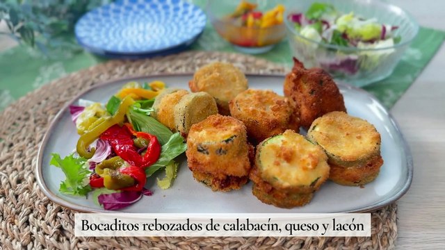 Bocaditos rebozados de calabacín, queso y lacón