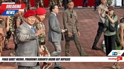 Kenakan Baret Merah, Prabowo Subianto Hadiri HUT Kopasus