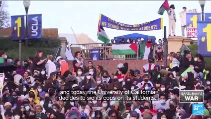 Police mass near UCLA pro-Palestinian protest camp, a day after violent clashes