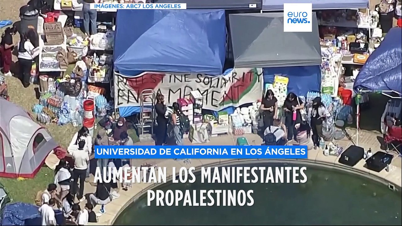 Aumentan los manifestantes propalestinos en la Universidad de California en Los Angeles