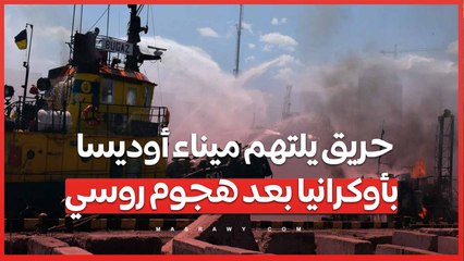 حريق يلتهم ميناء أوديسا بأوكرانيا بعد هجوم روسي