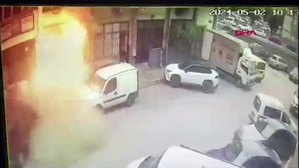 Başakşehirde iş yerindeki patlama kameraya yansıdı; 1 yaralı