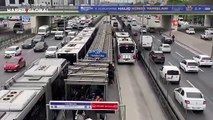 İstanbul'da metrobüs arızalandı, uzun araç kuyruğu oluştu