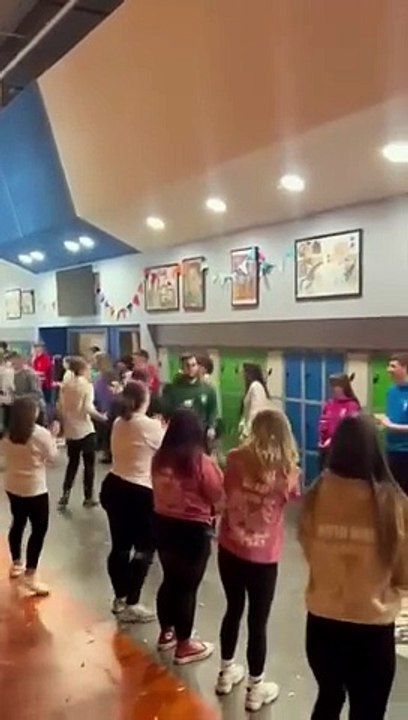Dingwall Academy leavers ceilidh dance on their final day of school
