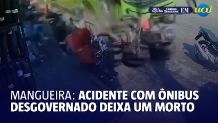 Acidente com ônibus desgovernado termina com um morto e um ferido na Mangueira