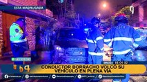 Breña: chófer en estado de ebriedad choca con auto estacionado y termina volcándose