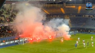 French Match is ABANDONED after Furious Troyes Fans Throw Flares on the Pitch in Wild Group Protest
