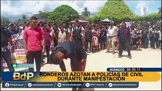 Huánuco: azotan a policías vestidos de civil en medio de una manifestación