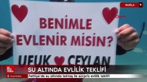 Fethiye'de su altında tektaş ile sürpriz evlilik teklifi