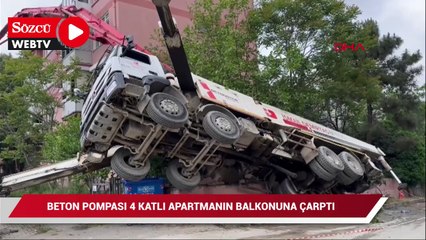 Üsküdar’da beton pompası 4 katlı apartmanın balkonuna çarptı