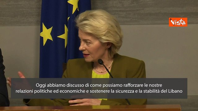 Von Der Leyen: ?Dall'Ue sostegno per 1 miliardo di euro al Libano
