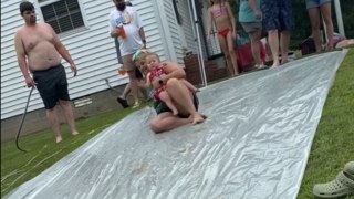 Little girl's redneck water slide dream turns into a sobfest