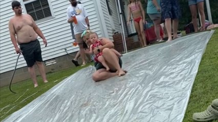 Little girl's redneck water slide dream turns into a sobfest