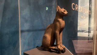 Bronze statue which entombed a mummified cat on display at new exhibition