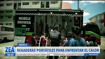 Colocan regaderas públicas portátiles en Filipinas para enfrentar el calor