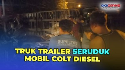 Truk Trailer Melintang di Semarang Usai Tabrak Mobil Colt Diesel hingga Tercebur ke Sungai