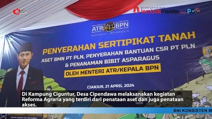 PENYERAHAN SERTIPIKAT ASET BMN  PT. PLN & PENANAMAN BIBIT TANAMAN ASPARAGUS OLEH MENTERI ATRBPN
