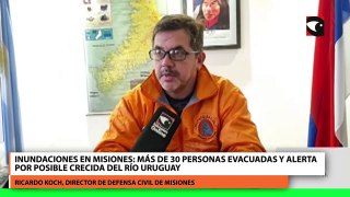 Inundaciones en Misiones: más de 30 personas evacuadas y alerta por posible crecida del río Uruguay