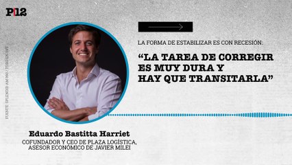 Eduardo Bastitta Harriet asegura que la forma de estabilizar es con recesión: "La tarea de corregir es muy dura y hay que transitarla"