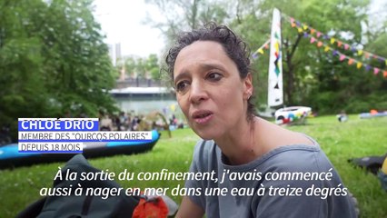 Les "Ourcqs polaires", des mordus de la baignade en eau libre, nagent dans la Seine