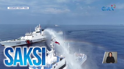 DFA, pinag-aaralan kung puwedeng basehan ng diplomatic protest ang pangwa-water cannon ng China sa Panatag Shoal | Saksi