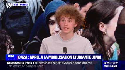 Gwenn Thomas-Alves (porte-parole de l’Union syndicale lycéenne): "On appelle au blocus lundi et mardi pour le cessez-le feu [à Gaza] et la reconnaissance de l'État palestinien"