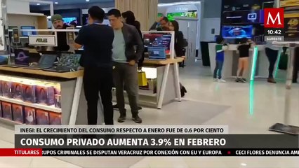 INEGI registra un aumento del 3.9% en el consumo privado en febrero