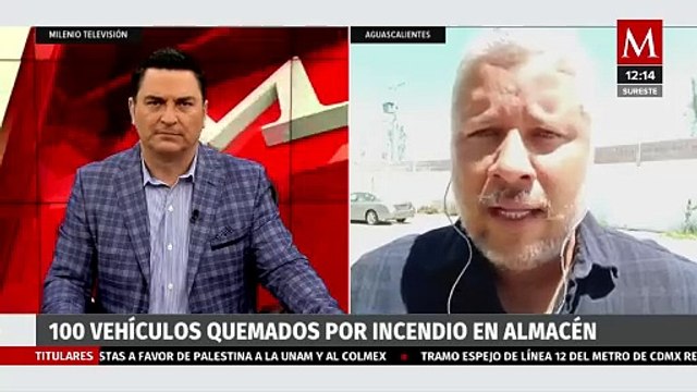 Almacen se incendia dejando 100 vehículos quemados en Aguascalientes